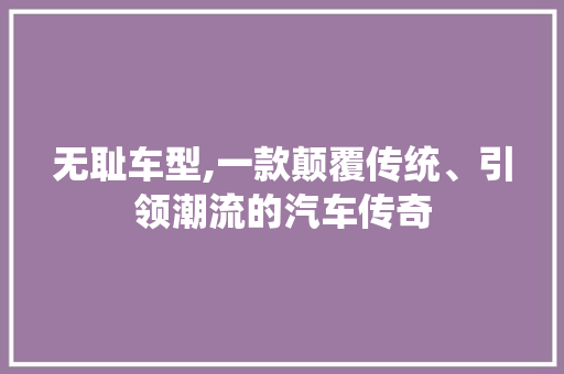 无耻车型,一款颠覆传统、引领潮流的汽车传奇