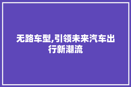 无路车型,引领未来汽车出行新潮流