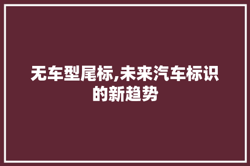 无车型尾标,未来汽车标识的新趋势