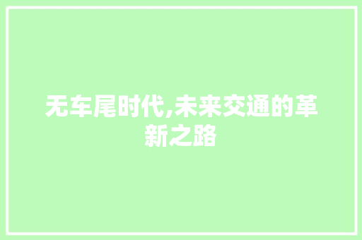 无车尾时代,未来交通的革新之路