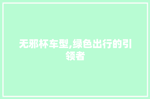 无邪杯车型,绿色出行的引领者