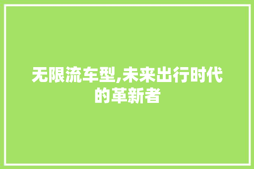 无限流车型,未来出行时代的革新者