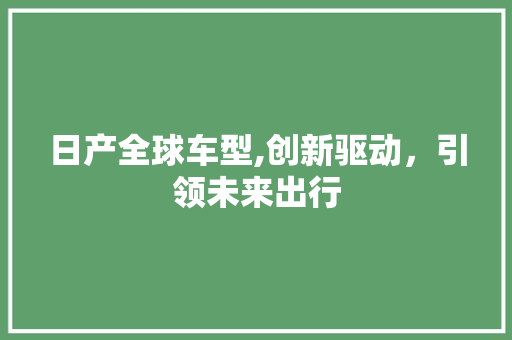 日产全球车型,创新驱动，引领未来出行