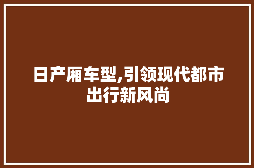 日产厢车型,引领现代都市出行新风尚