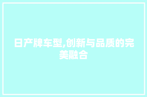 日产牌车型,创新与品质的完美融合