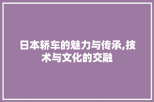 日本轿车的魅力与传承,技术与文化的交融