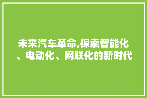 未来汽车革命,探索智能化、电动化、网联化的新时代车型