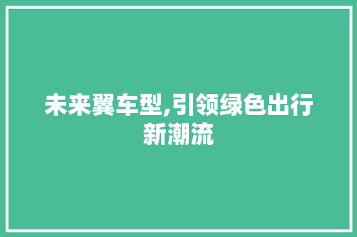 未来翼车型,引领绿色出行新潮流