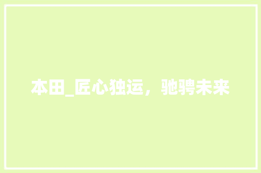 本田_匠心独运，驰骋未来