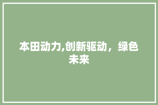 本田动力,创新驱动，绿色未来
