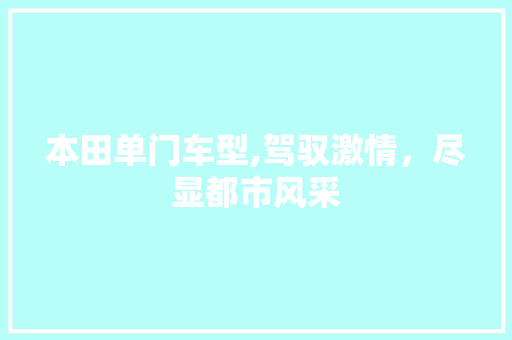 本田单门车型,驾驭激情，尽显都市风采