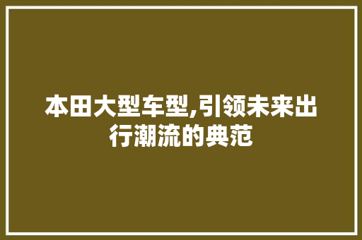 本田大型车型,引领未来出行潮流的典范