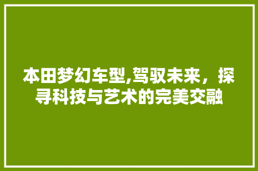 本田梦幻车型,驾驭未来，探寻科技与艺术的完美交融