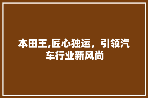 本田王,匠心独运，引领汽车行业新风尚