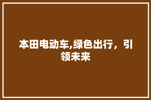 本田电动车,绿色出行，引领未来