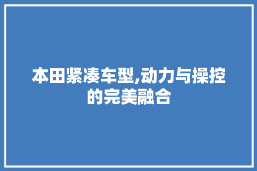 本田紧凑车型,动力与操控的完美融合