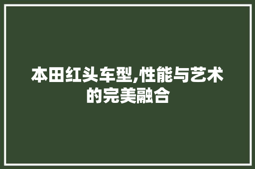 本田红头车型,性能与艺术的完美融合
