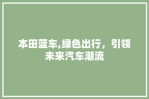 本田蓝车,绿色出行，引领未来汽车潮流