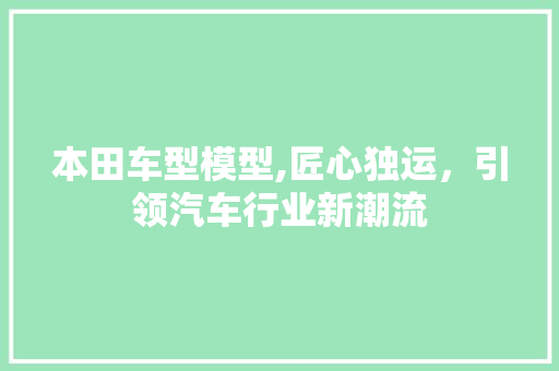 本田车型模型,匠心独运，引领汽车行业新潮流