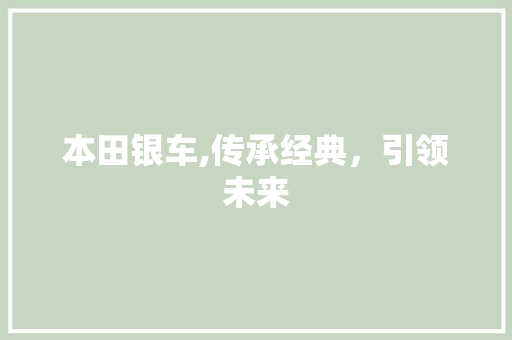 本田银车,传承经典，引领未来