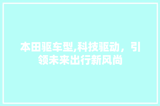 本田驱车型,科技驱动，引领未来出行新风尚
