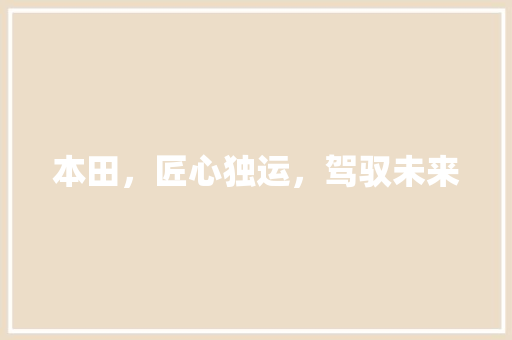 本田，匠心独运，驾驭未来