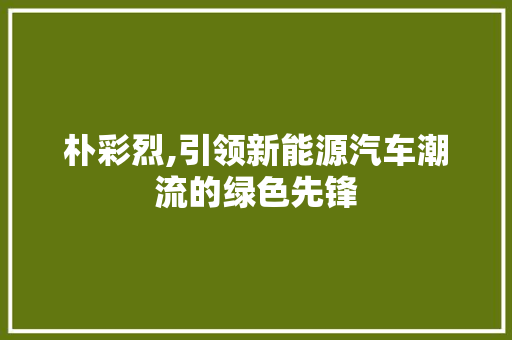 朴彩烈,引领新能源汽车潮流的绿色先锋