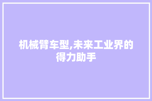 机械臂车型,未来工业界的得力助手