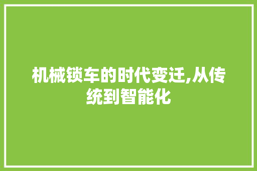 机械锁车的时代变迁,从传统到智能化