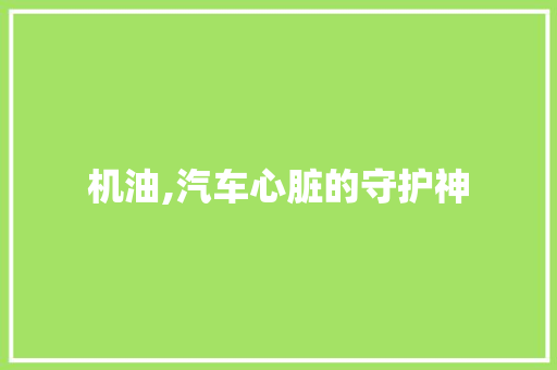 机油,汽车心脏的守护神