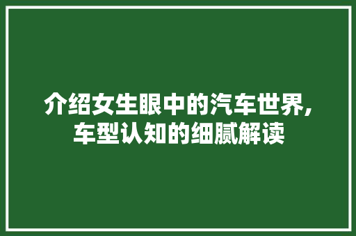 介绍女生眼中的汽车世界,车型认知的细腻解读