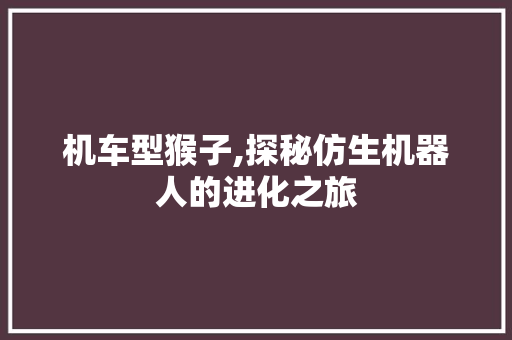 机车型猴子,探秘仿生机器人的进化之旅