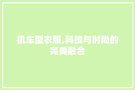 机车型衣服,科技与时尚的完美融合