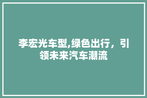 李宏光车型,绿色出行，引领未来汽车潮流