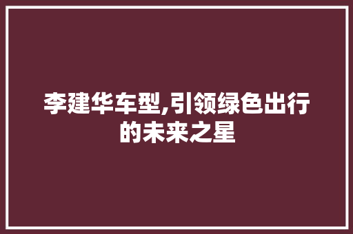 李建华车型,引领绿色出行的未来之星