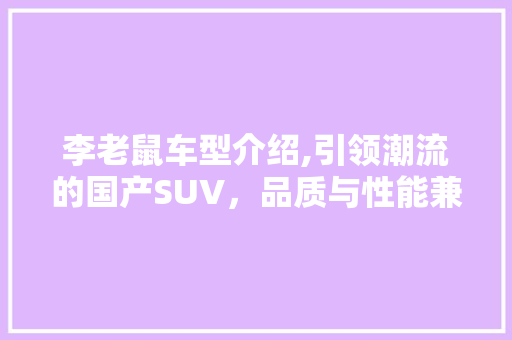 李老鼠车型介绍,引领潮流的国产SUV，品质与性能兼备