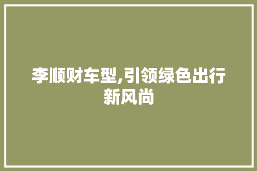 李顺财车型,引领绿色出行新风尚