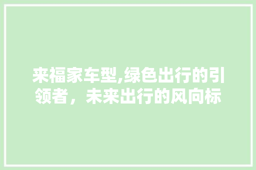 来福家车型,绿色出行的引领者，未来出行的风向标