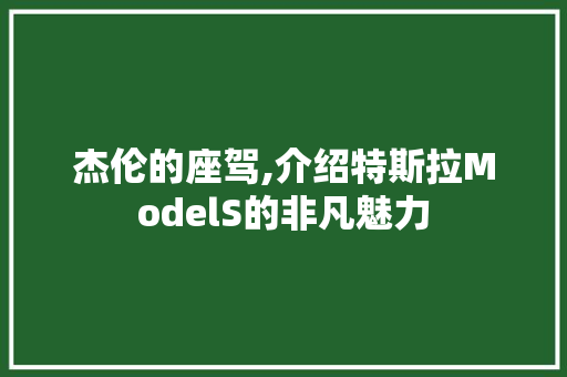 杰伦的座驾,介绍特斯拉ModelS的非凡魅力