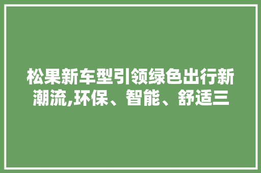 松果新车型引领绿色出行新潮流,环保、智能、舒适三位一体