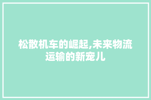松散机车的崛起,未来物流运输的新宠儿