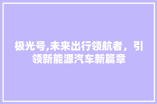 极光号,未来出行领航者，引领新能源汽车新篇章
