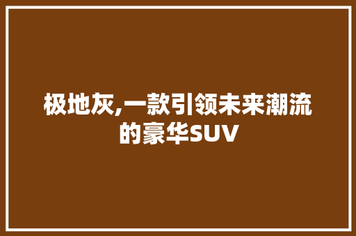 极地灰,一款引领未来潮流的豪华SUV