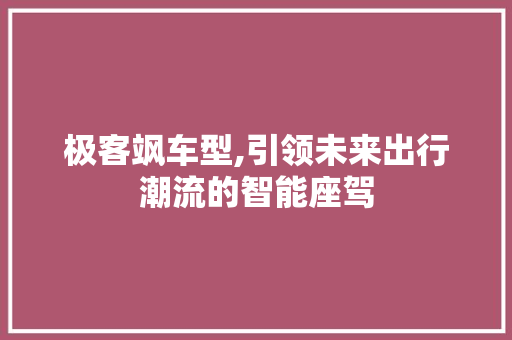 极客飒车型,引领未来出行潮流的智能座驾