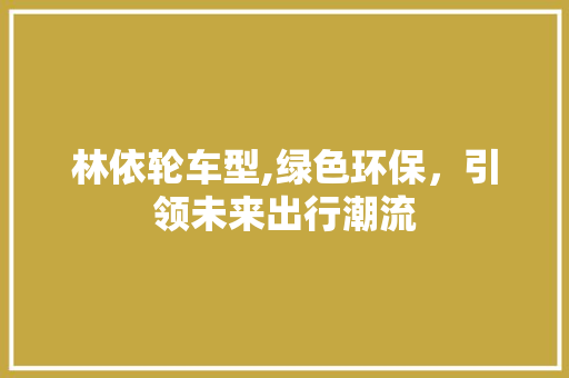 林依轮车型,绿色环保，引领未来出行潮流