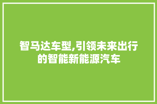 智马达车型,引领未来出行的智能新能源汽车