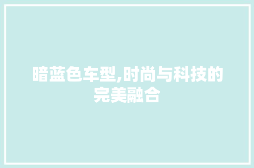 暗蓝色车型,时尚与科技的完美融合