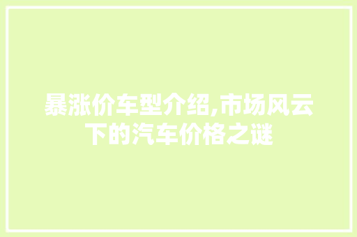 暴涨价车型介绍,市场风云下的汽车价格之谜