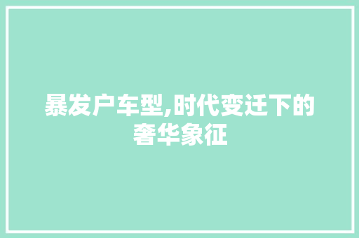 暴发户车型,时代变迁下的奢华象征