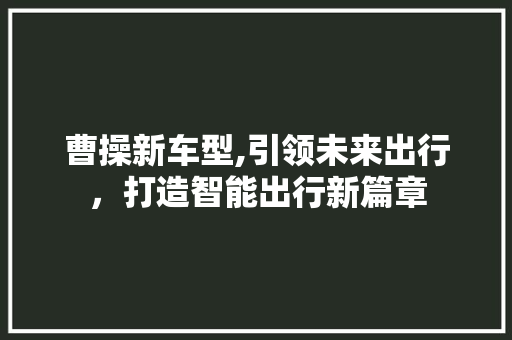 曹操新车型,引领未来出行，打造智能出行新篇章